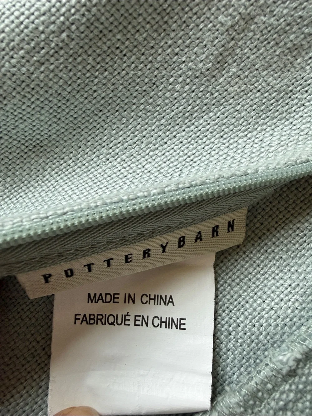 Pottery barn 18 inch linen pillow cover light bluish green